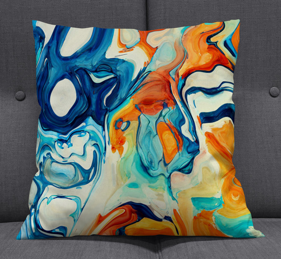 Multicolor Fluid Abstract Paint Swirl Pattern Throw Pillow Cover