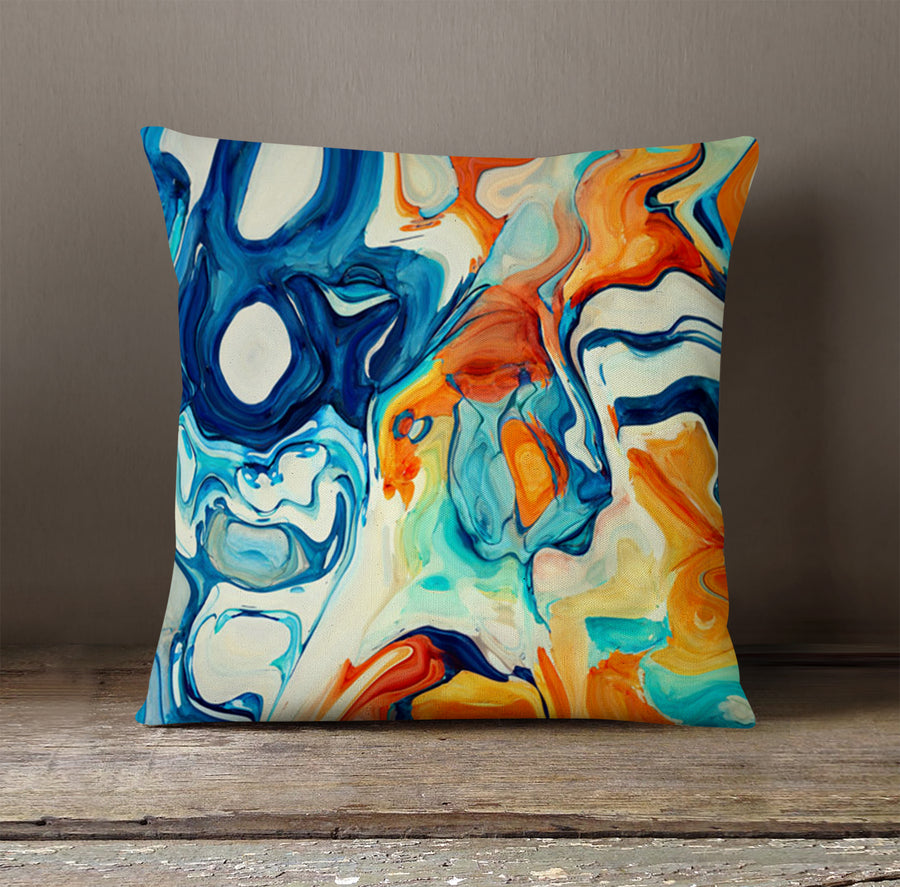 Multicolor Fluid Abstract Paint Swirl Pattern Throw Pillow Cover