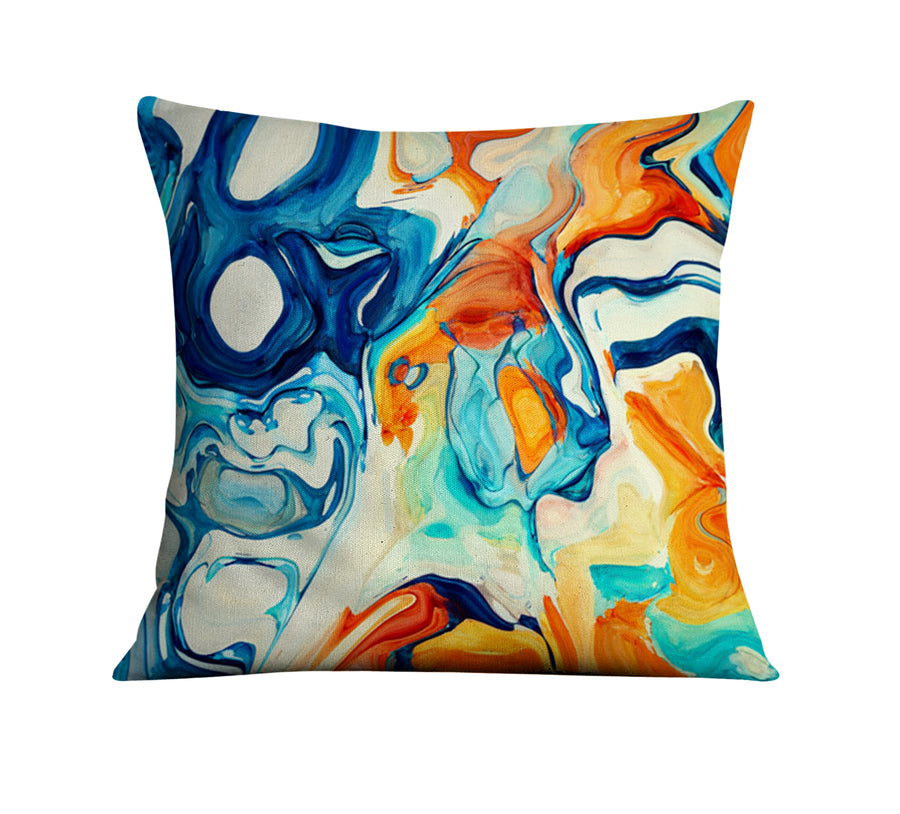 Multicolor Fluid Abstract Paint Swirl Pattern Throw Pillow Cover