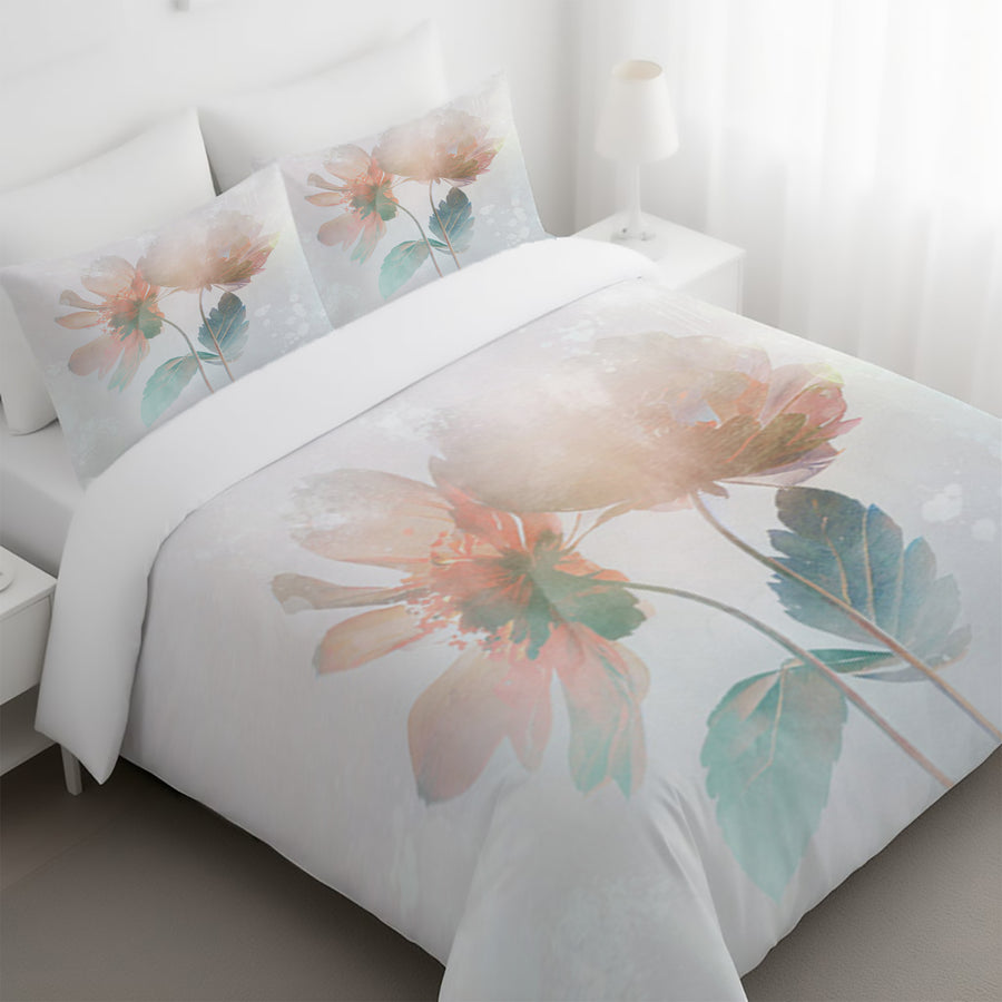 Soft Pink Floral Minimalist Pattern Duvet Cover
