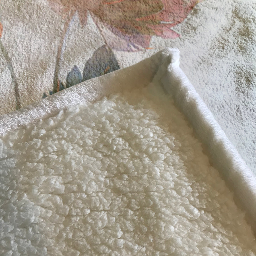 Soft Pink Floral Minimalist Pattern Fleece Sherpa Blanket