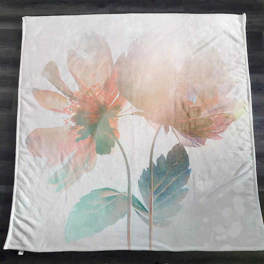 Soft Pink Floral Minimalist Pattern Fleece Sherpa Blanket