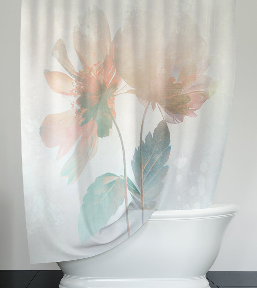 Soft Pink Floral Minimalist Pattern Shower Curtain