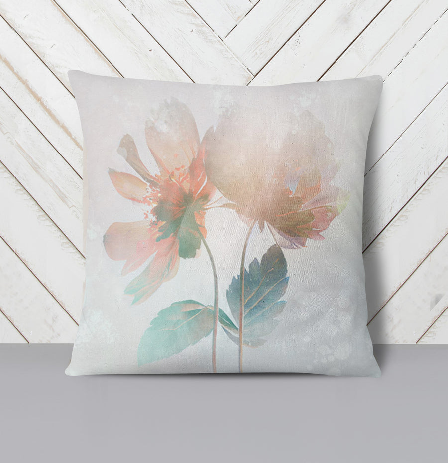 Soft Pink Floral Minimalist Pattern Throw Pillow Cover