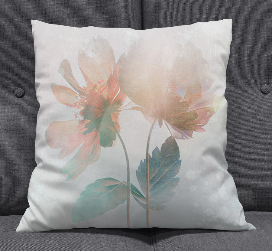Soft Pink Floral Minimalist Pattern Throw Pillow Cover