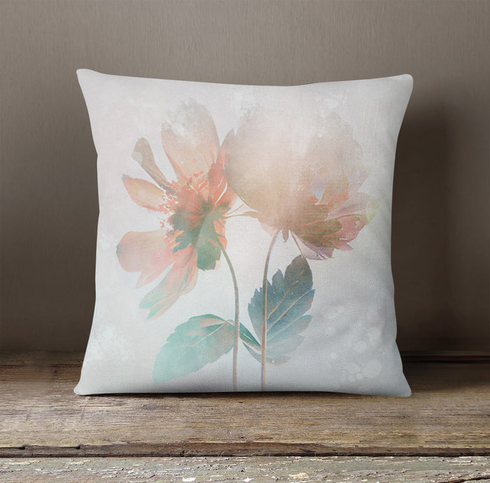 Soft Pink Floral Minimalist Pattern Throw Pillow Cover