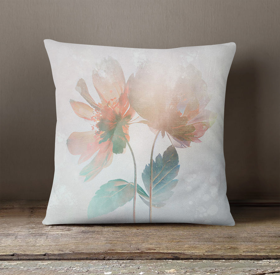 Soft Pink Floral Minimalist Pattern Throw Pillow Cover