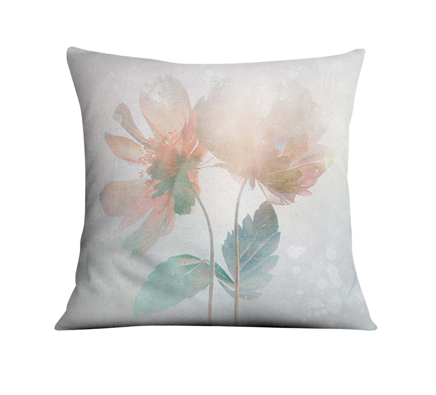 Soft Pink Floral Minimalist Pattern Throw Pillow Cover