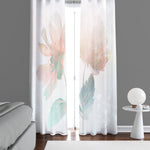Chic Modern Floral Pastel Tone Print Window Curtains - Deja Blue Studios