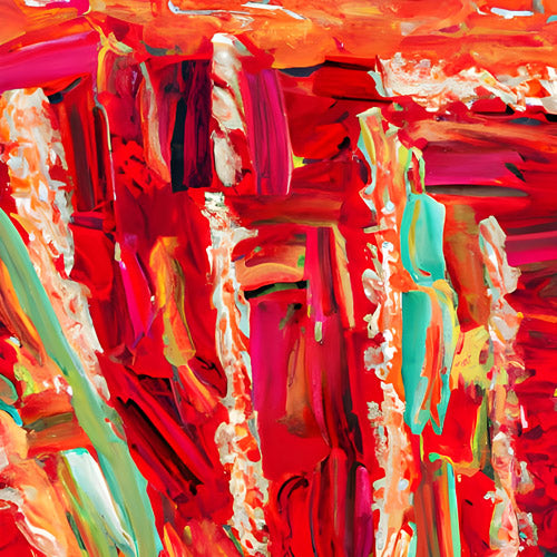 Red Abstract Expression Brushstroke Artwork