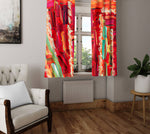 Bohemian Abstract Paint Stripe Pattern Window Curtains - Deja Blue Studios