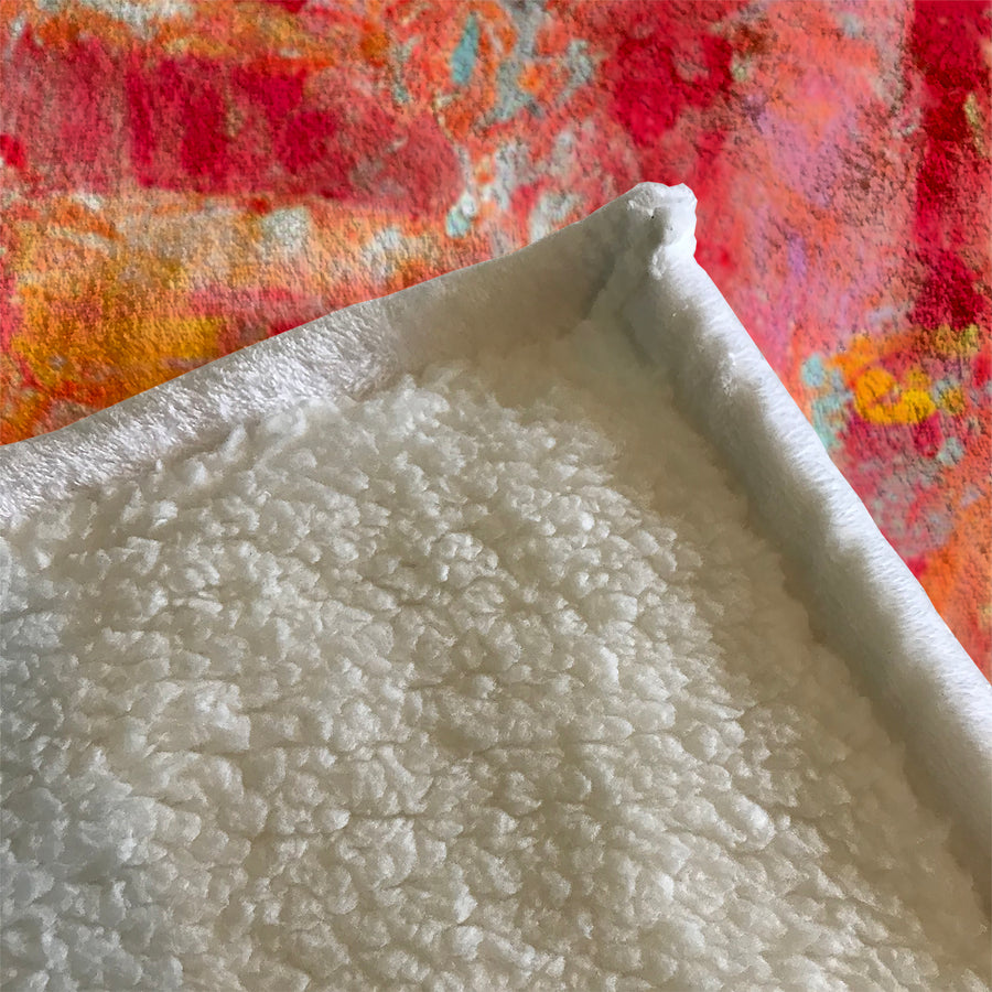 Red and Pink Abstract Paint Texture Pattern Fleece Sherpa Blanket