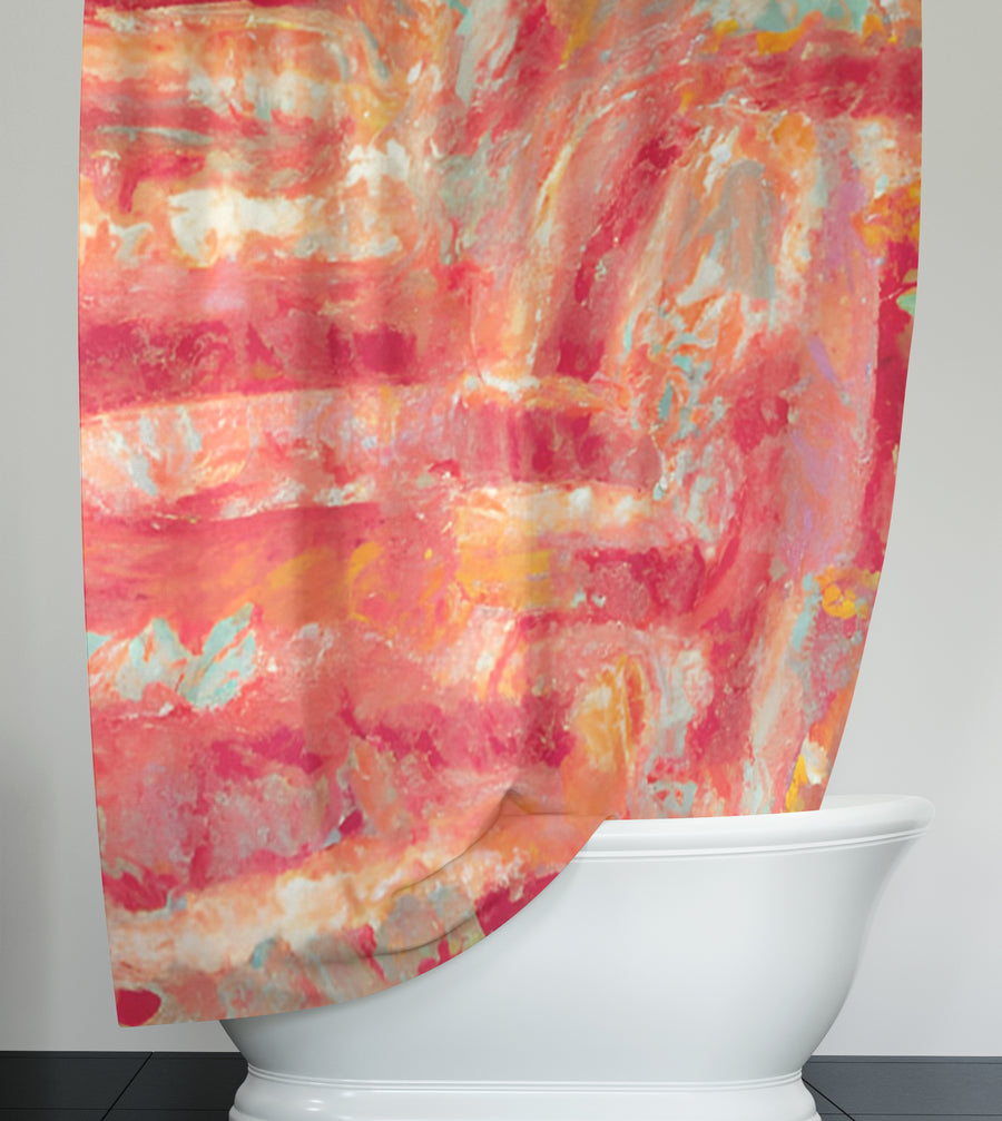 Red and Pink Abstract Paint Texture Pattern Shower Curtain