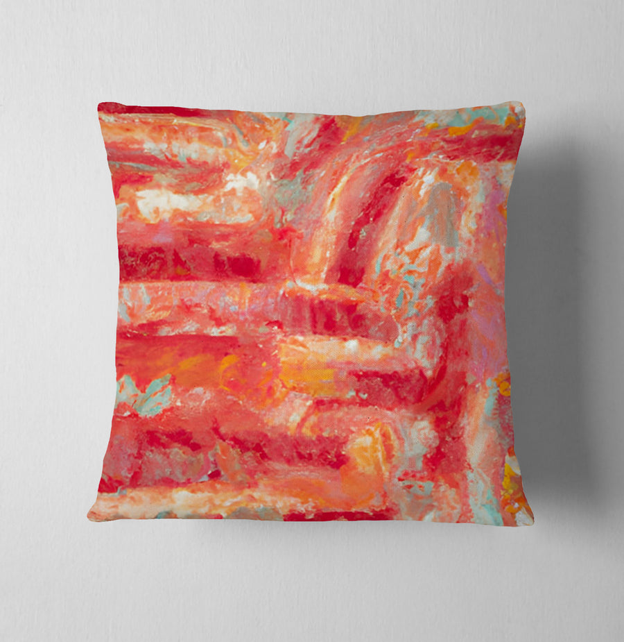 Red and Pink Abstract Paint Texture Pattern Throw Pillow Cover