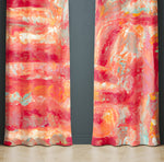 Bohemian Abstract Red and Pink Brushed Print Window Curtains - Deja Blue Studios