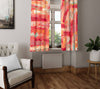 Bohemian Abstract Red and Pink Brushed Print Window Curtains - Deja Blue Studios