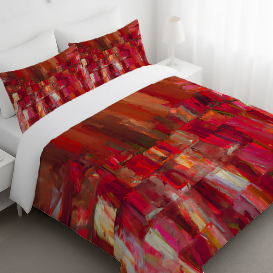 Red Vertical Abstract Texture Pattern Duvet Cover