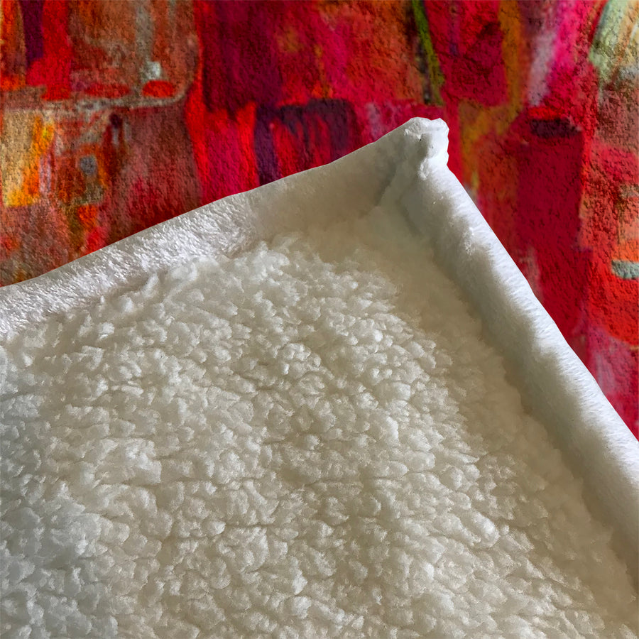 Red Vertical Abstract Texture Pattern Fleece Sherpa Blanket