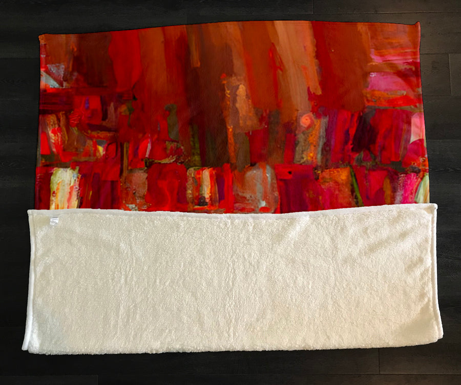 Red Vertical Abstract Texture Pattern Fleece Sherpa Blanket