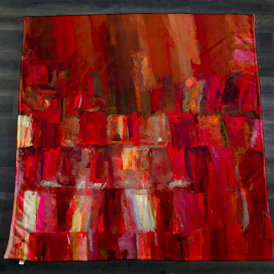 Red Vertical Abstract Texture Pattern Fleece Sherpa Blanket
