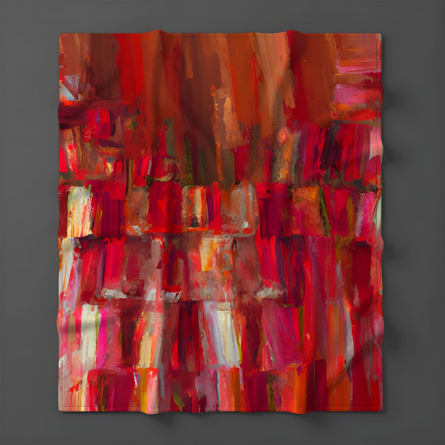 Red Vertical Abstract Texture Pattern Fleece Sherpa Blanket