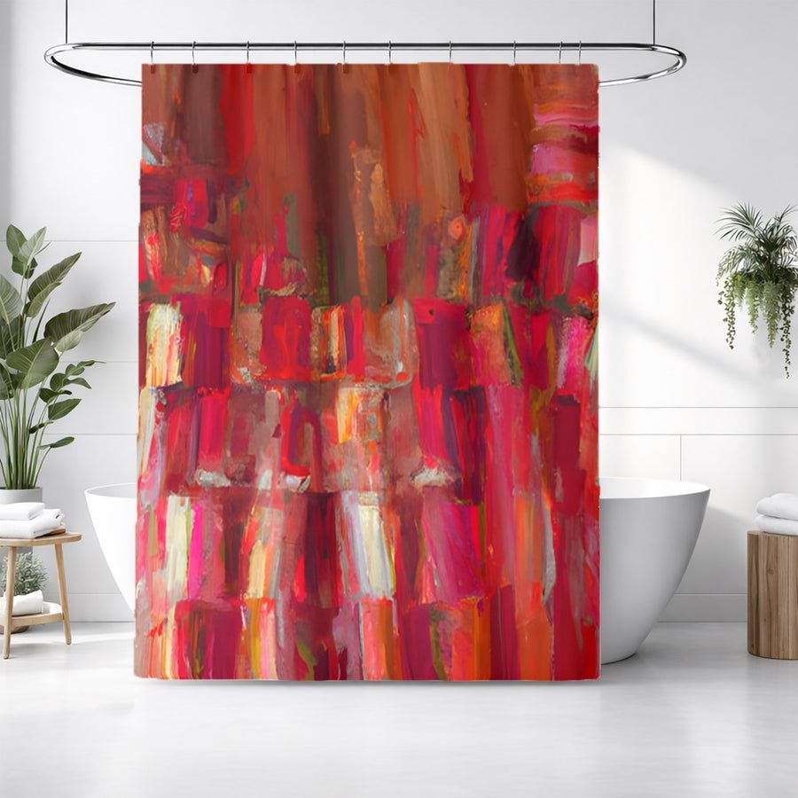 Red Vertical Abstract Texture Pattern Shower Curtain