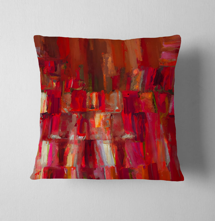 Red Vertical Abstract Texture Pattern Throw Pillow Cover