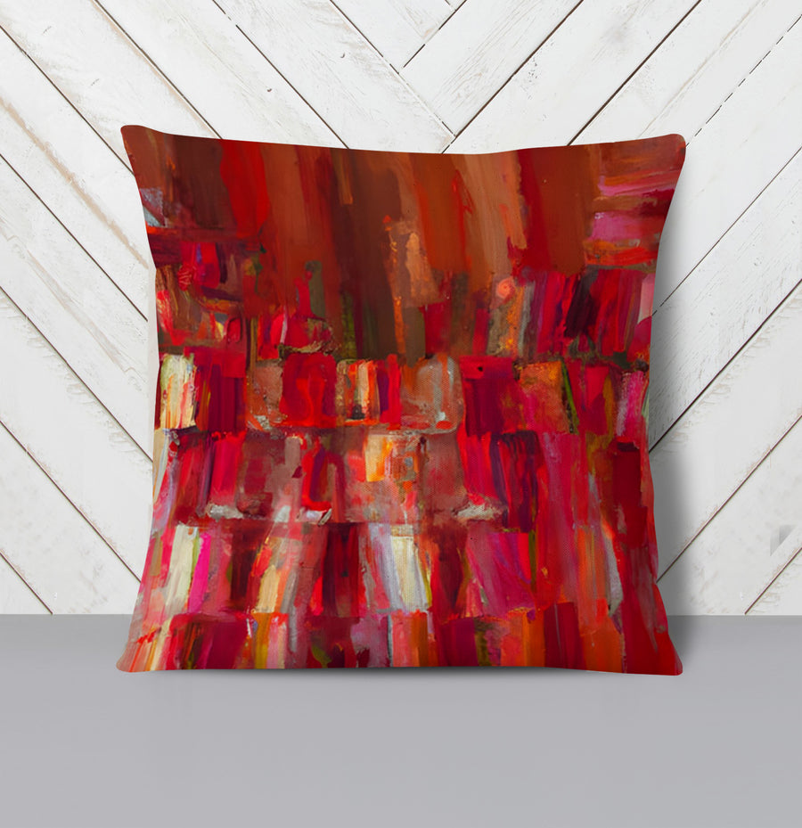 Red Vertical Abstract Texture Pattern Throw Pillow Cover