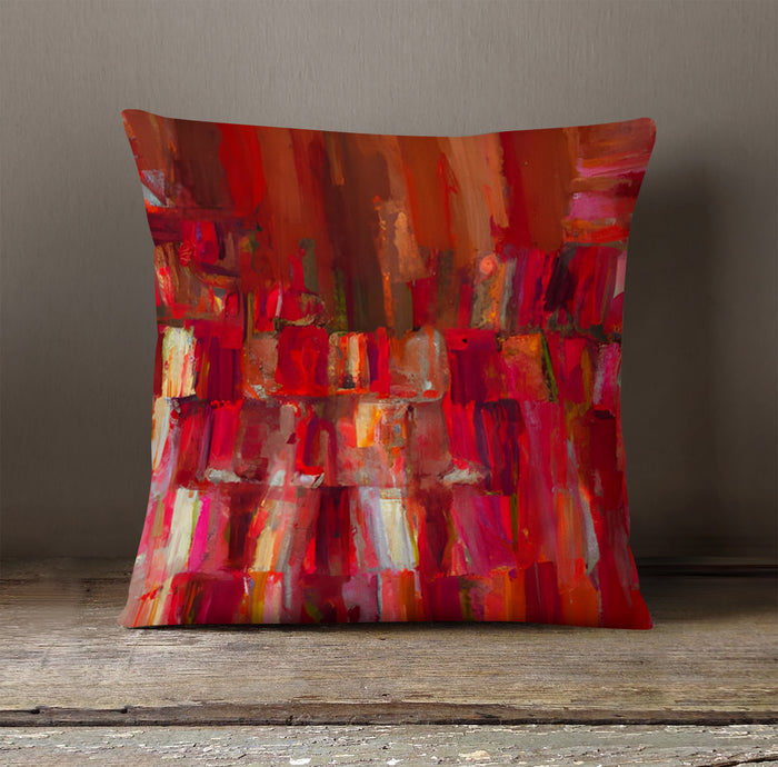 Red Vertical Abstract Texture Pattern Throw Pillow Cover