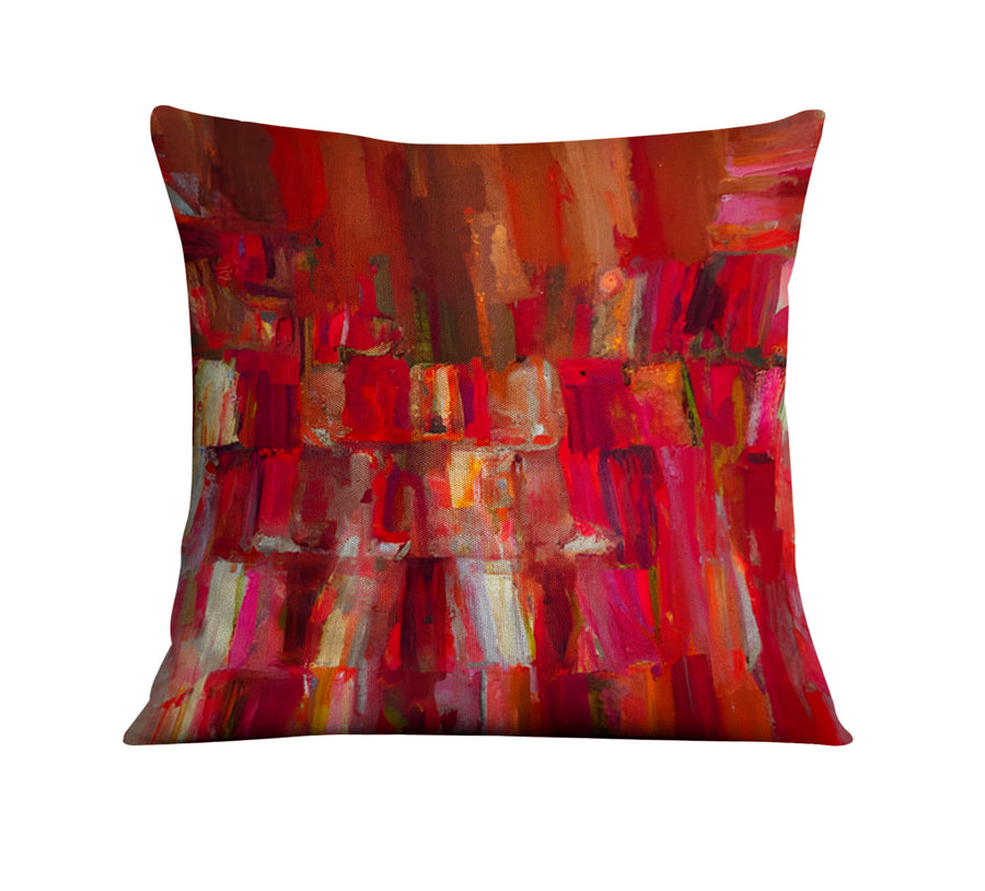 Red Vertical Abstract Texture Pattern Throw Pillow Cover