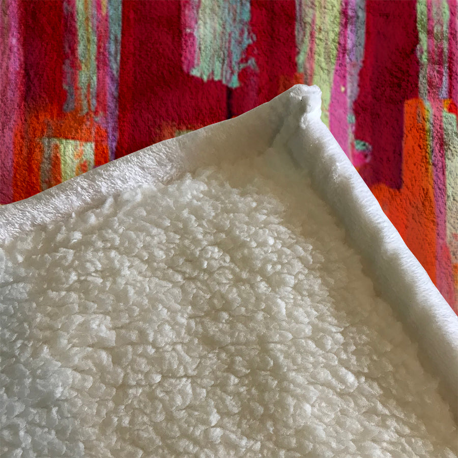 Red Vertical Strokes Abstract  Pattern Fleece Sherpa Blanket
