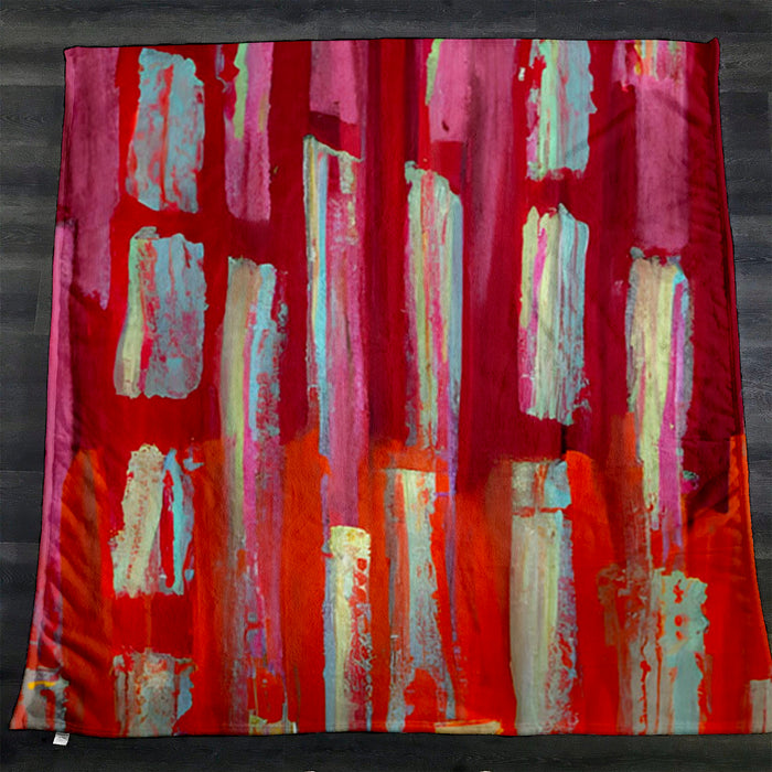 Red Vertical Strokes Abstract  Pattern Fleece Sherpa Blanket