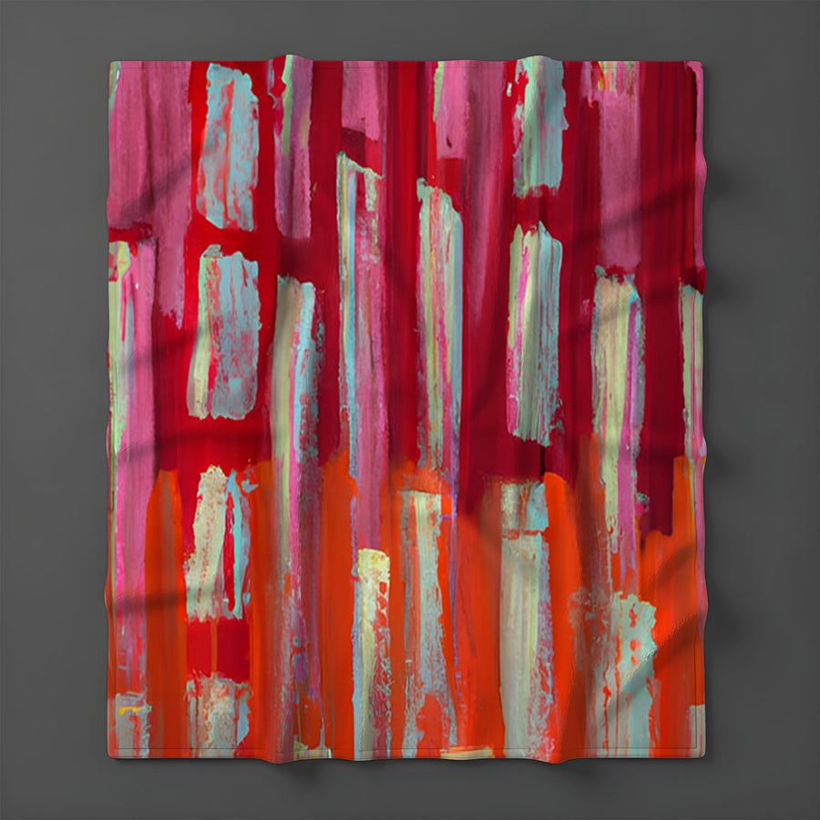 Red Vertical Strokes Abstract  Pattern Fleece Sherpa Blanket