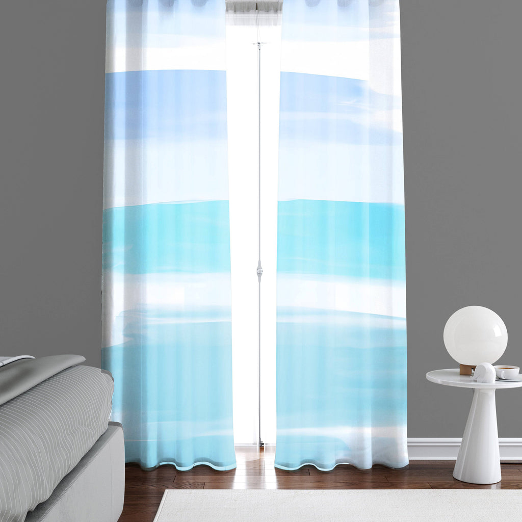 Light Color Blue Stroke Stripes Window Curtains - Deja Blue Studios