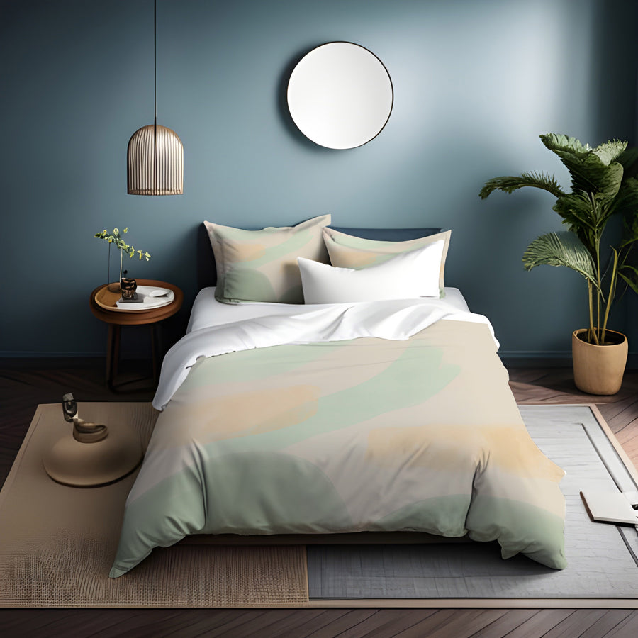 Soft Beige Organic Shape Minimal Pattern Duvet Cover