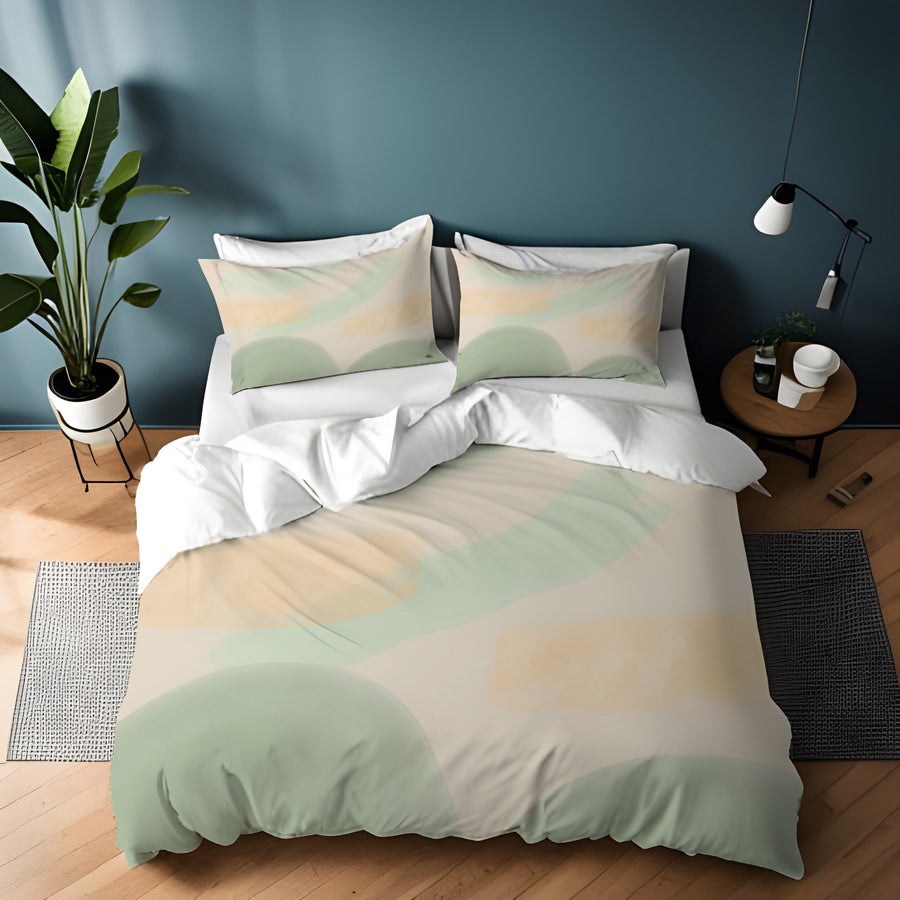 Soft Beige Organic Shape Minimal Pattern Duvet Cover