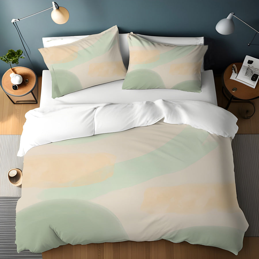 Soft Beige Organic Shape Minimal Pattern Duvet Cover