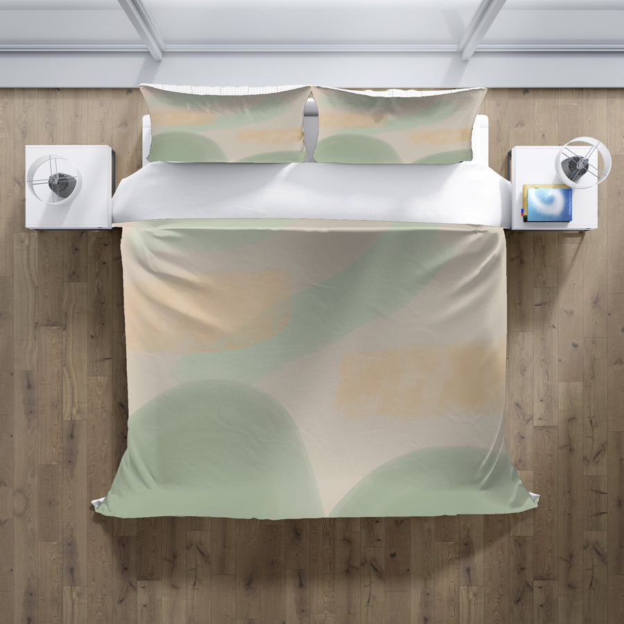 Soft Beige Organic Shape Minimal Pattern Duvet Cover