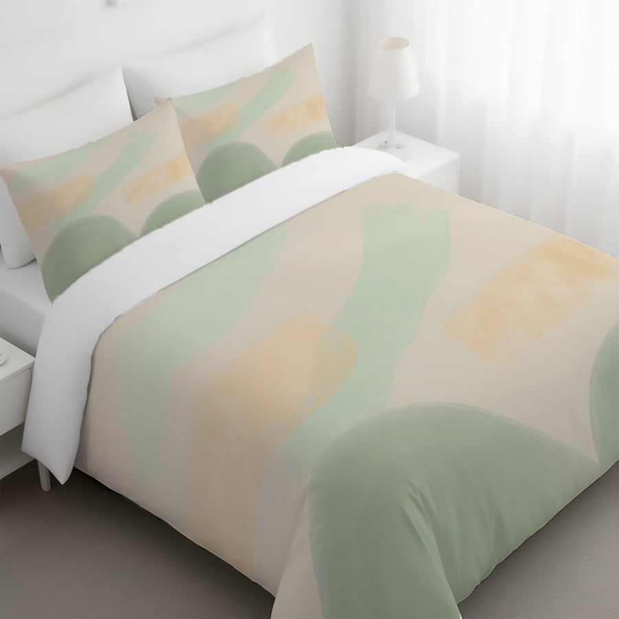 Soft Beige Organic Shape Minimal Pattern Duvet Cover