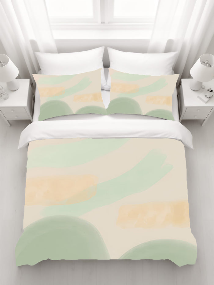 Soft Beige Organic Shape Minimal Pattern Duvet Cover