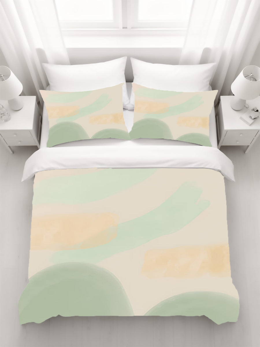 Soft Beige Organic Shape Minimal Pattern Duvet Cover