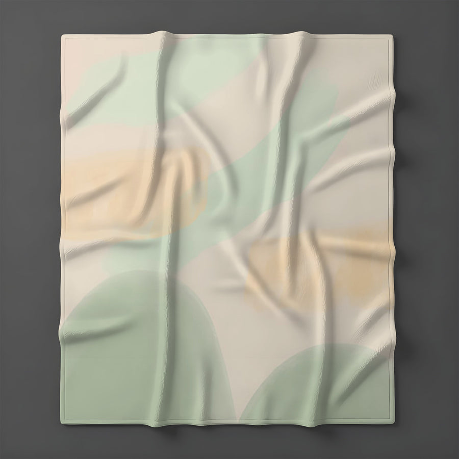 Soft Beige Organic Shape Minimal Pattern Fleece Sherpa Blanket