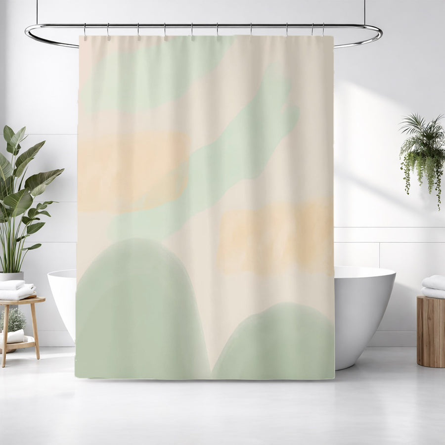 Soft Beige Organic Shape Minimal Pattern Shower Curtain