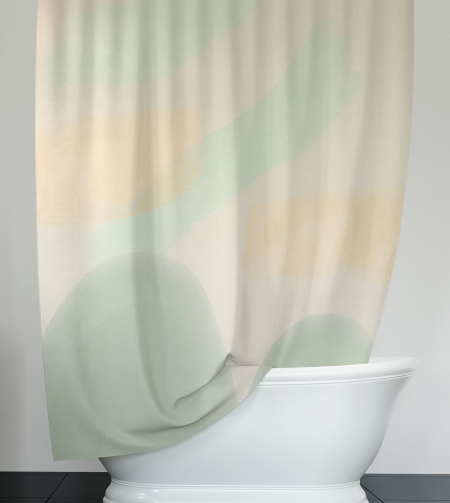 Soft Beige Organic Shape Minimal Pattern Shower Curtain