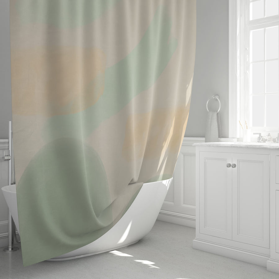 Soft Beige Organic Shape Minimal Pattern Shower Curtain