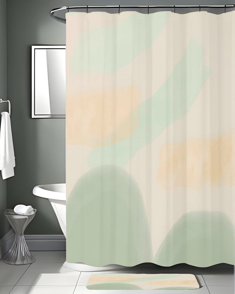 Soft Beige Organic Shape Minimal Pattern Shower Curtain