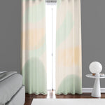 Green and Beige Whimsical Abstract Window Curtains - Deja Blue Studios