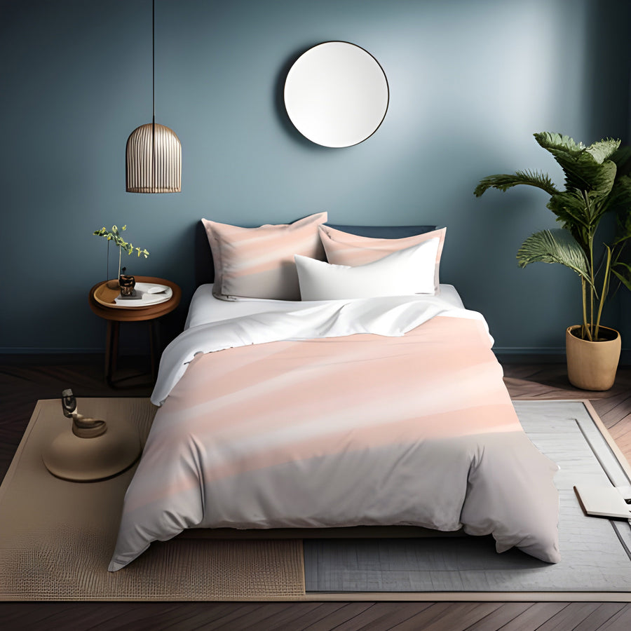 Soft Pink Diagonal Gradient Pattern Duvet Cover