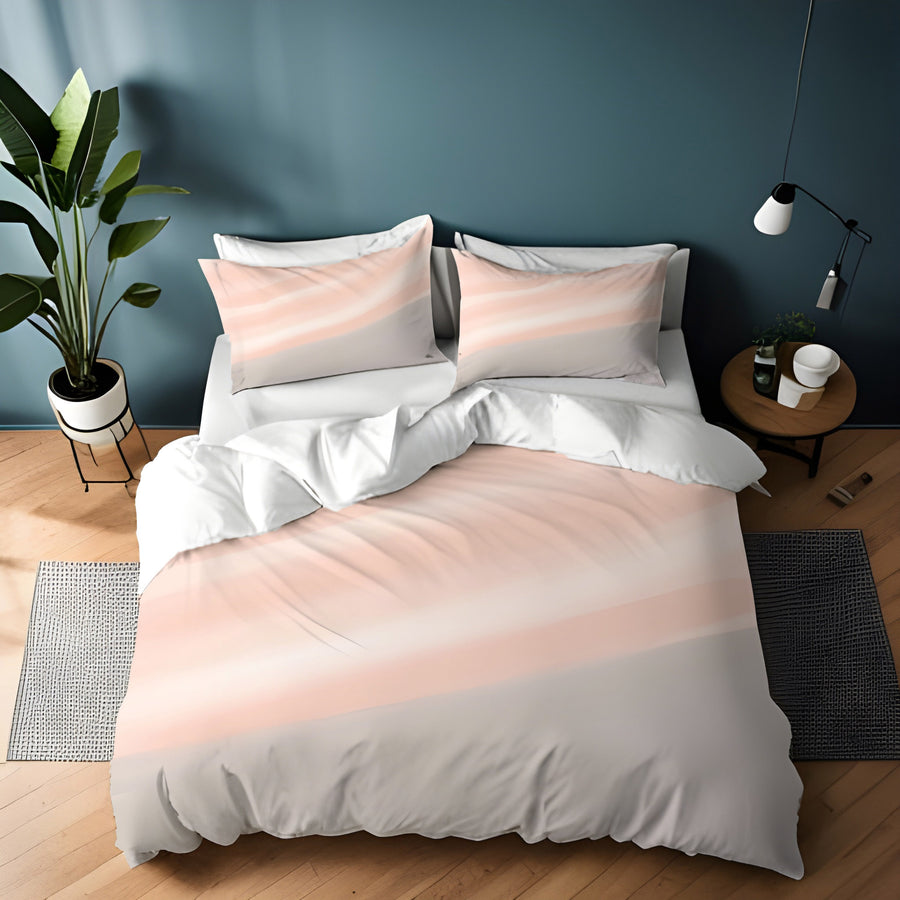 Soft Pink Diagonal Gradient Pattern Duvet Cover