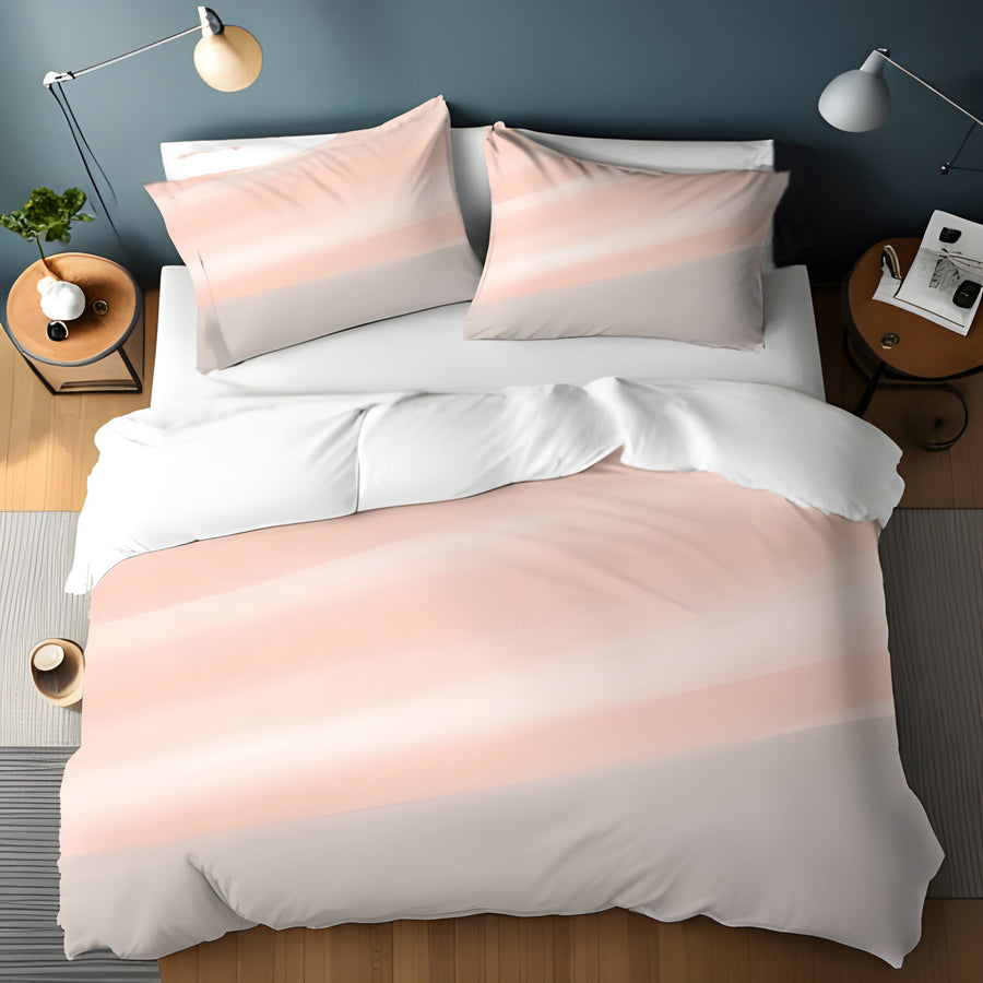 Soft Pink Diagonal Gradient Pattern Duvet Cover